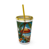 Summer Design 11 on Sunsplash Tumbler with Straw, 16oz