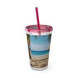 Summer Design 09 on Sunsplash Tumbler with Straw, 16oz