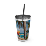 Summer Design 08 on Sunsplash Tumbler with Straw, 16oz
