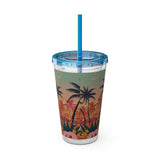 Summer Design 06 on Sunsplash Tumbler with Straw, 16oz