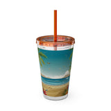 Summer Design 10 on Sunsplash Tumbler with Straw, 16oz