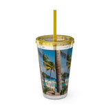 Summer Design 08 on Sunsplash Tumbler with Straw, 16oz