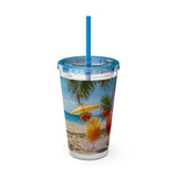 Summer Design 09 on Sunsplash Tumbler with Straw, 16oz