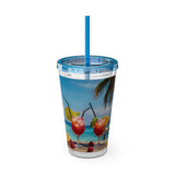 Summer Design 08 on Sunsplash Tumbler with Straw, 16oz
