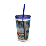 Summer Design 08 on Sunsplash Tumbler with Straw, 16oz