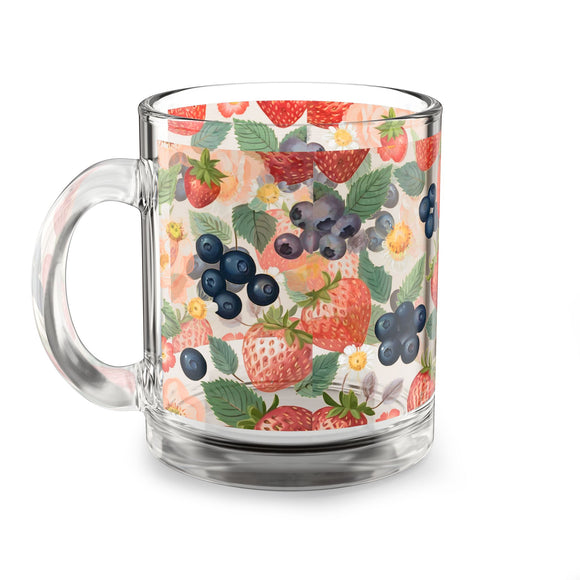 Summer Design 03 on Glass Mug - 10oz Botanical Coffee Cup for Tea Lovers