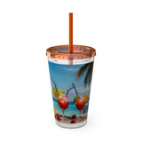 Summer Design 08 on Sunsplash Tumbler with Straw, 16oz
