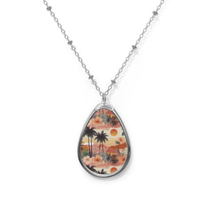 Summer Design 04 on Oval Necklace - Elegant Jewelry for Nature Lovers
