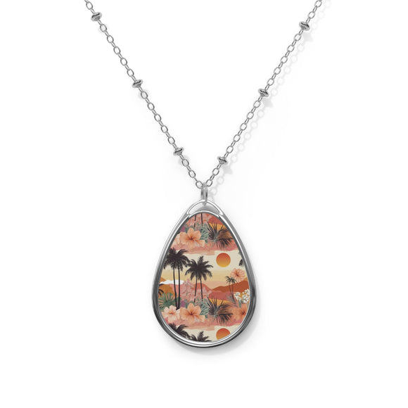 Summer Design 04 on Oval Necklace - Elegant Jewelry for Nature Lovers