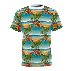 Summer Design 10 on Floral Unisex Cut & Sew Tee - Vibrant Garden Design for Everyday Wear