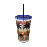 Summer Design 04 on Sunsplash Tumbler with Straw, 16oz