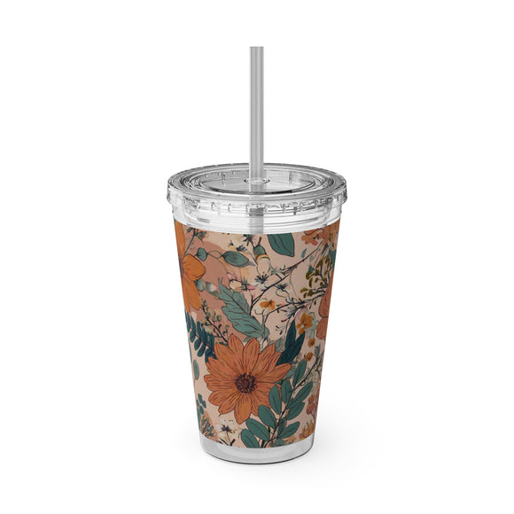 Summer Design 02 on Sunsplash Tumbler with Straw, 16oz