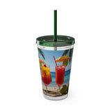 Summer Design 07 on Sunsplash Tumbler with Straw, 16oz
