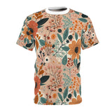 Summer Design 01 on Floral Unisex Cut & Sew Tee - Vibrant Garden Design for Everyday Wear