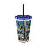 Summer Design 08 on Sunsplash Tumbler with Straw, 16oz