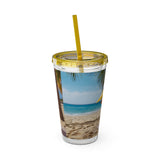 Summer Design 09 on Sunsplash Tumbler with Straw, 16oz