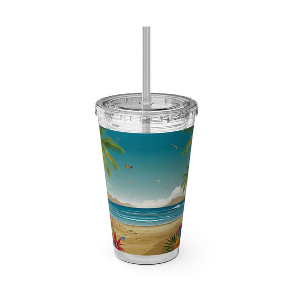 Summer Design 10 on Sunsplash Tumbler with Straw, 16oz