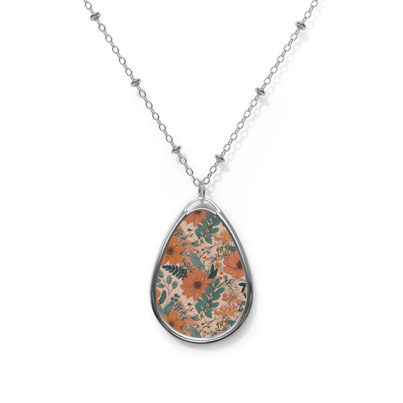 Summer Design 02 on Oval Necklace - Elegant Jewelry for Nature Lovers