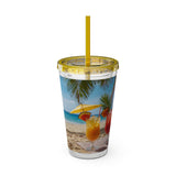 Summer Design 09 on Sunsplash Tumbler with Straw, 16oz