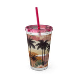 Summer Design 04 on Sunsplash Tumbler with Straw, 16oz
