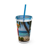 Summer Design 07 on Sunsplash Tumbler with Straw, 16oz