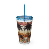 Summer Design 04 on Sunsplash Tumbler with Straw, 16oz