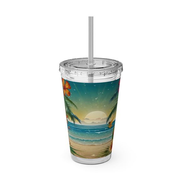 Summer Design 12 on Sunsplash Tumbler with Straw, 16oz