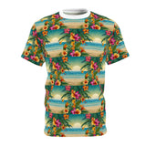 Summer Design 12 on Floral Unisex Cut & Sew Tee - Vibrant Garden Design for Everyday Wear