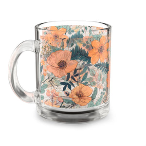 Summer Design 02 on Glass Mug - 10oz Botanical Coffee Cup for Tea Lovers