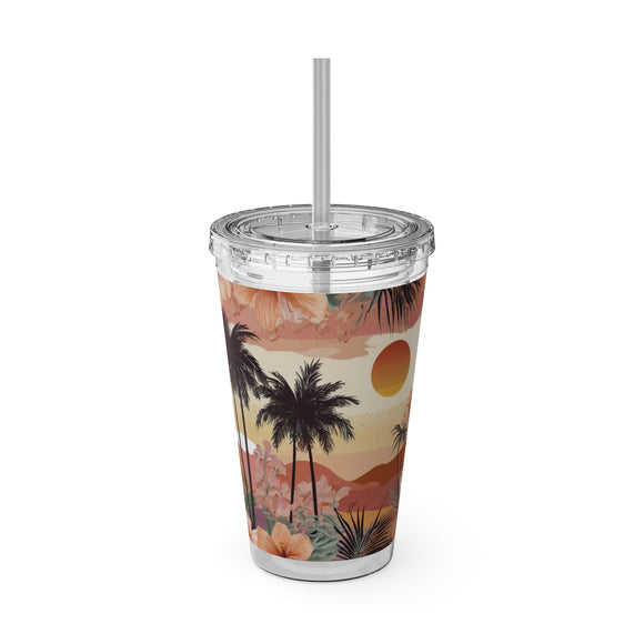 Summer Design 04 on Sunsplash Tumbler with Straw, 16oz