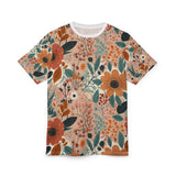 Summer Design 01 on Floral Unisex Cut & Sew Tee - Vibrant Garden Design for Everyday Wear