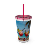 Summer Design 08 on Sunsplash Tumbler with Straw, 16oz