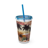 Summer Design 04 on Sunsplash Tumbler with Straw, 16oz