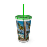 Summer Design 08 on Sunsplash Tumbler with Straw, 16oz