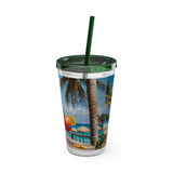 Summer Design 08 on Sunsplash Tumbler with Straw, 16oz