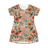 Summer Design 01 on Floral T-Shirt Dress – Boho Chic Style for Everyday Comfort