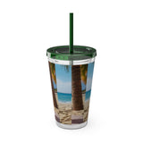 Summer Design 09 on Sunsplash Tumbler with Straw, 16oz