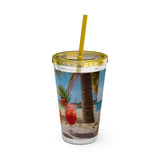 Summer Design 09 on Sunsplash Tumbler with Straw, 16oz