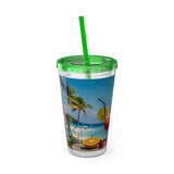 Summer Design 08 on Sunsplash Tumbler with Straw, 16oz