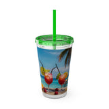 Summer Design 08 on Sunsplash Tumbler with Straw, 16oz