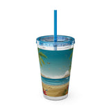 Summer Design 10 on Sunsplash Tumbler with Straw, 16oz