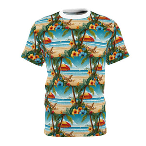 Summer Design 11 on Floral Unisex Cut & Sew Tee - Vibrant Garden Design for Everyday Wear