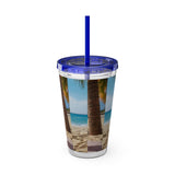Summer Design 09 on Sunsplash Tumbler with Straw, 16oz