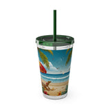 Summer Design 11 on Sunsplash Tumbler with Straw, 16oz
