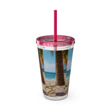 Summer Design 09 on Sunsplash Tumbler with Straw, 16oz