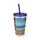 Summer Design 09 on Sunsplash Tumbler with Straw, 16oz