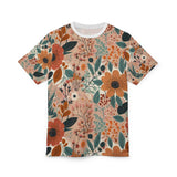 Summer Design 01 on Floral Unisex Cut & Sew Tee - Vibrant Garden Design for Everyday Wear
