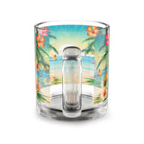 Summer Design 12 on Glass Mug - 10oz Botanical Coffee Cup for Tea Lovers