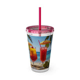 Summer Design 07 on Sunsplash Tumbler with Straw, 16oz