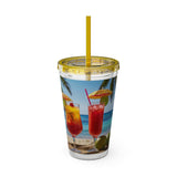 Summer Design 07 on Sunsplash Tumbler with Straw, 16oz